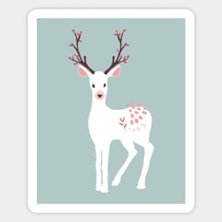 White Christmas Deer Magnet